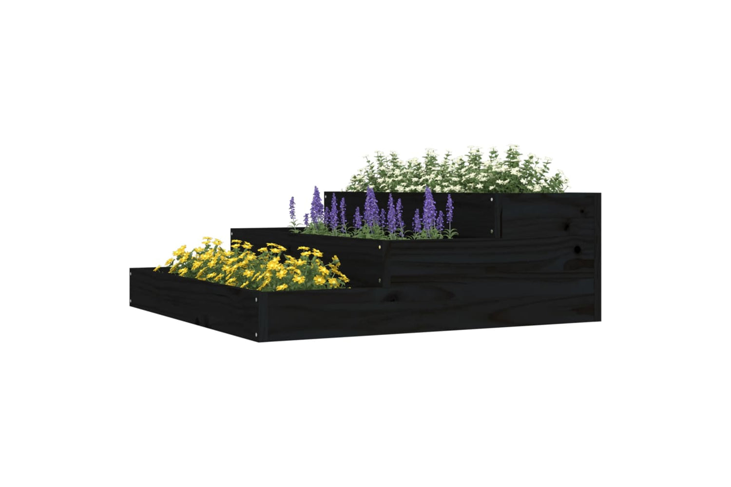 vidaXL 823910 Planter Black 78x78x27cm Solid Wood Pine-2