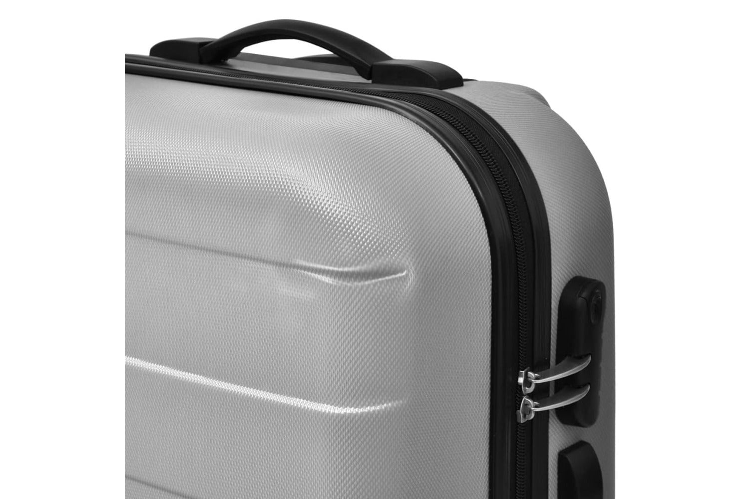 vidaXL Three Piece Hardcase Trolley Set Silver 45.5/55/66cm-3