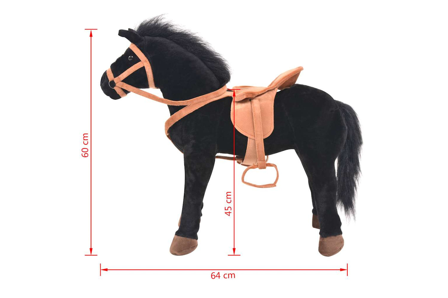 Vidaxl Standing Toy Horse Plush Black-7