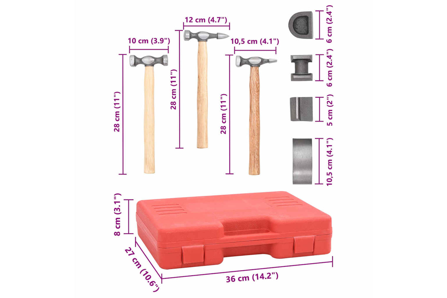 Vidaxl 140159 7-piece Auto Body Hammer And Dolly Dent Repair Set-8