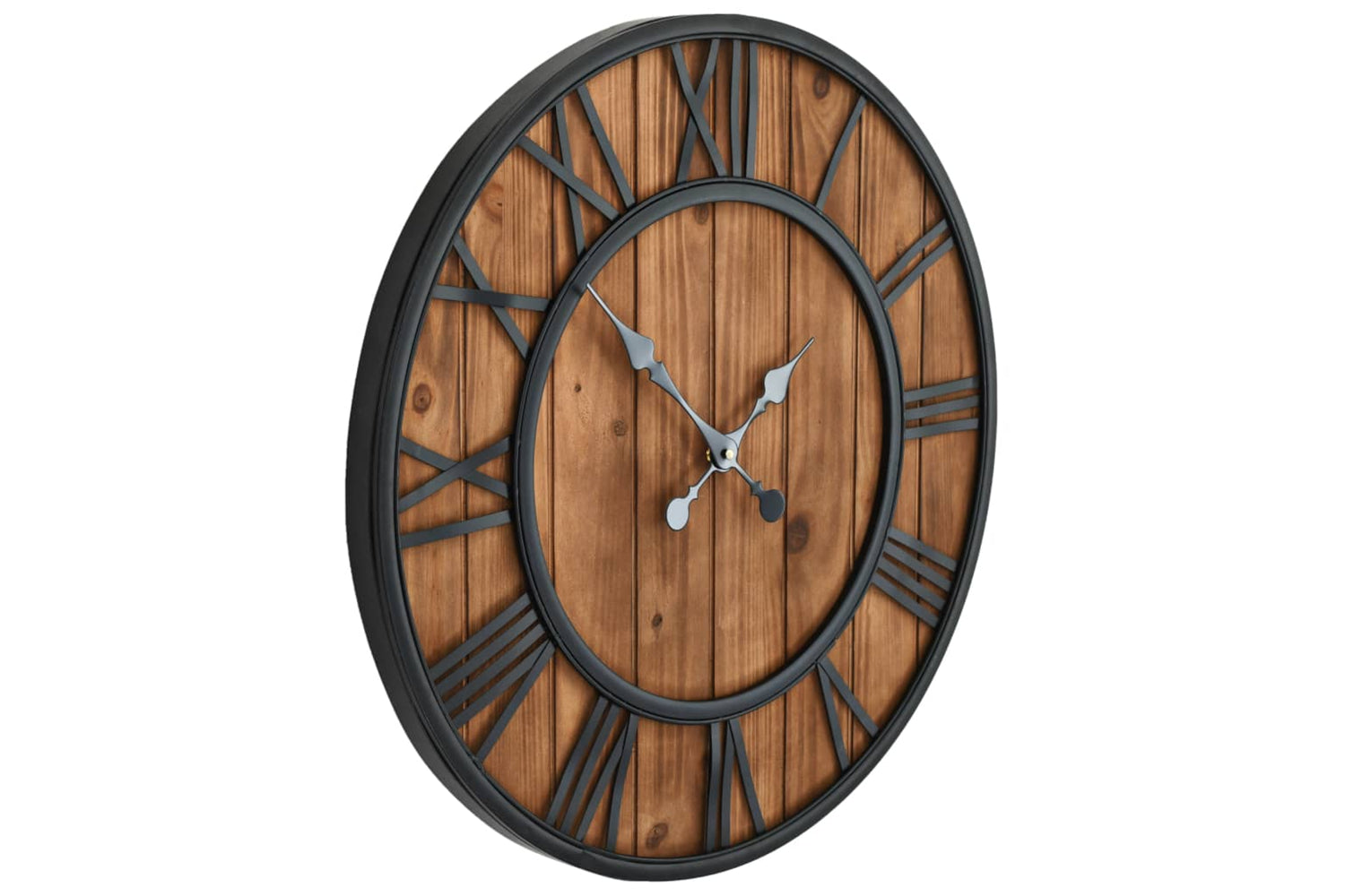 Vidaxl 50646 Vintage Wall Clock Wood And Metal 60cm | Brown/Black-3