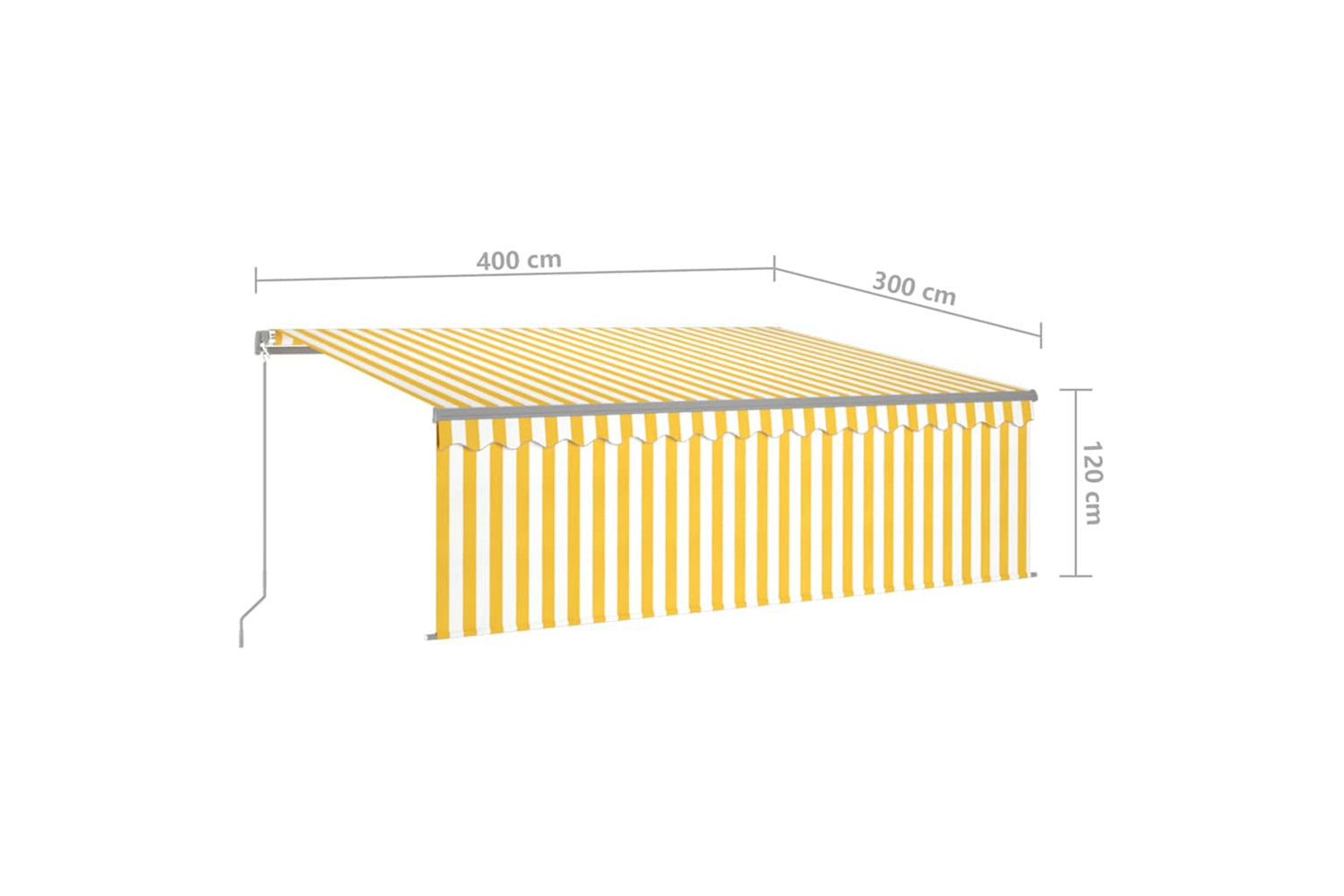 Vidaxl Manual Retractable Awning With Blind 4x3m Yellow&white-6