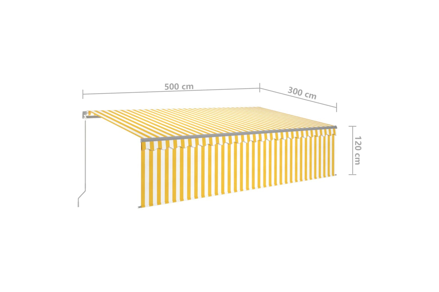 Vidaxl 3069458 Manual Retractable Awning With Blind 5x3m Yellow&white-6