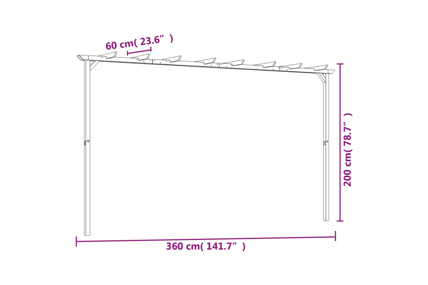 vidaXL 44924 Garden Pergola Impregnated Pinewood 360x200x60cm-6