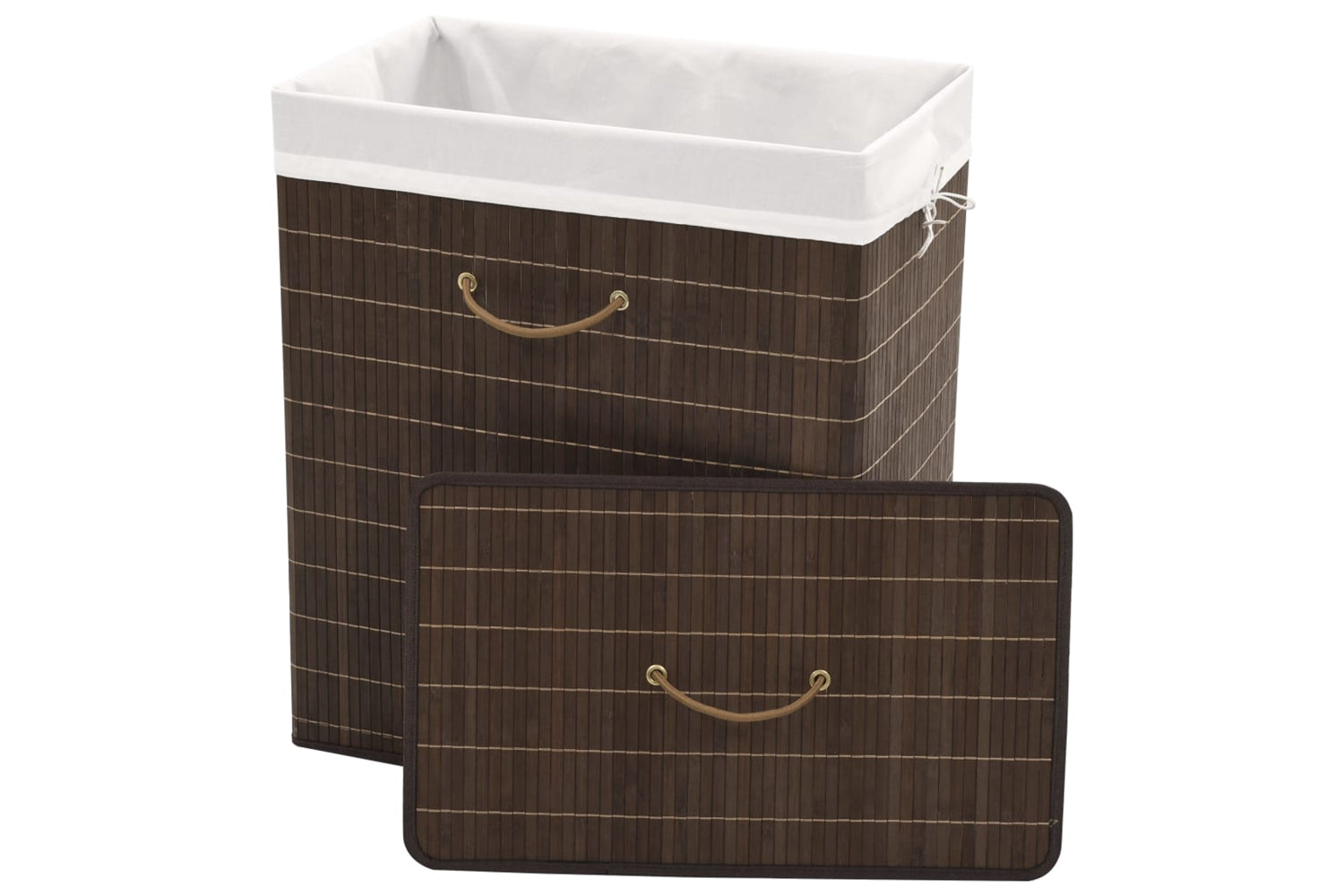 Vidaxl 245582 Bamboo Laundry Bin Rectangular Dark Brown-2