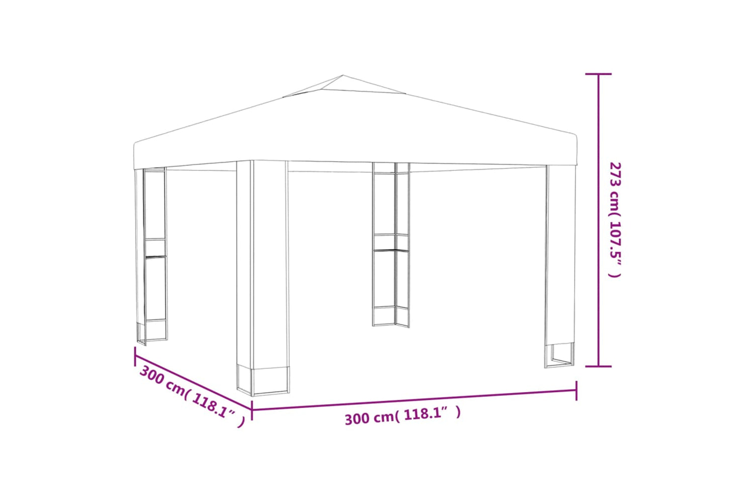 Vidaxl 47950 Gazebo With Double Roof 3x3 M White-5