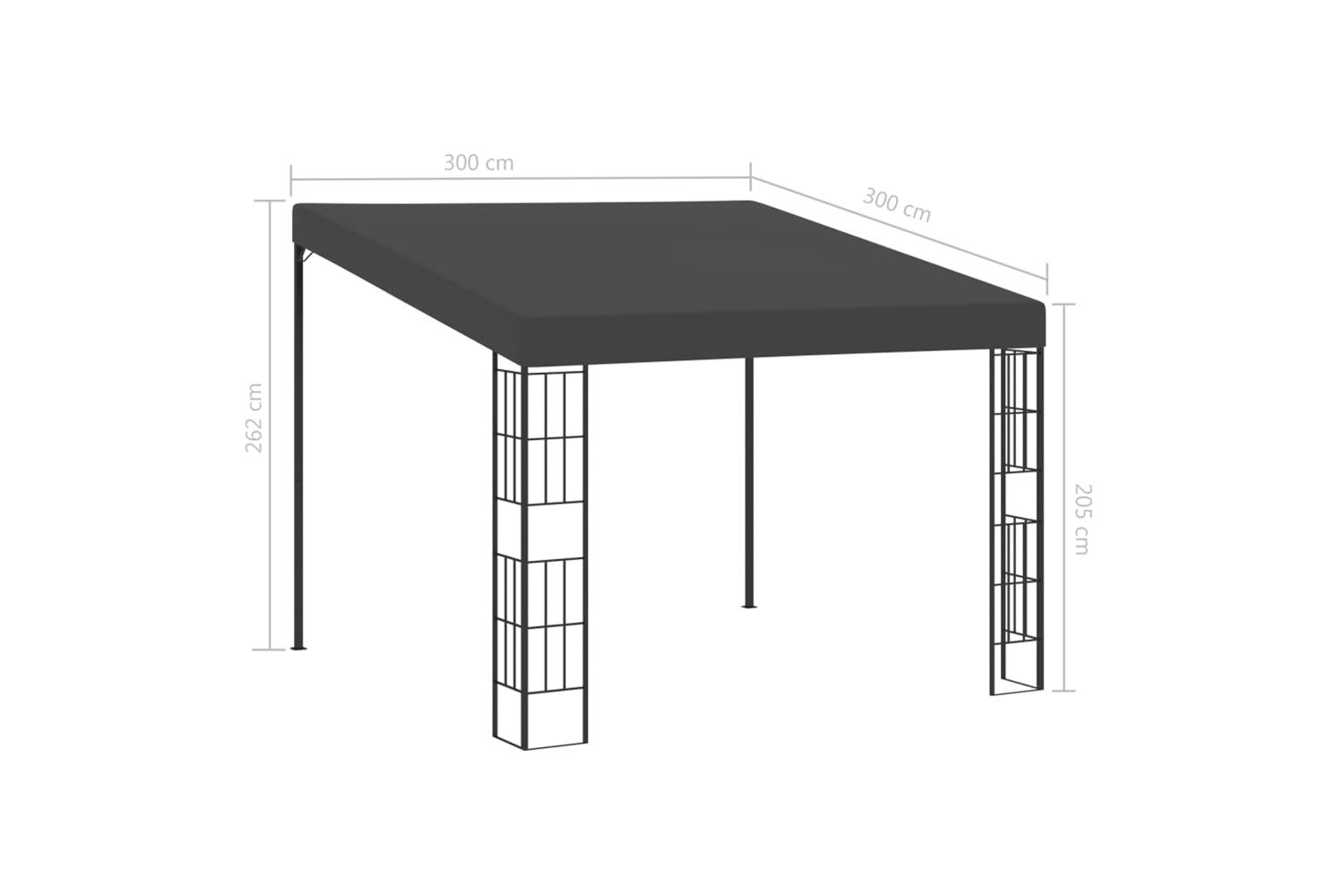 Vidaxl 47990 Wall-mounted Gazebo 3x3 M Anthracite Fabric-6
