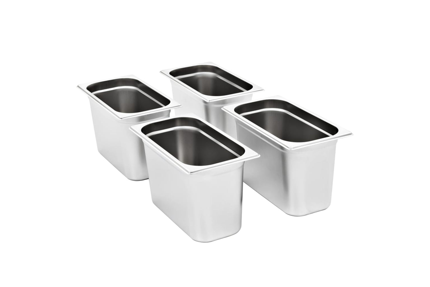 vidaXL 50897 Gastronorm Containers 4 Pcs Gn 1/3 200mm Stainless Steel-2