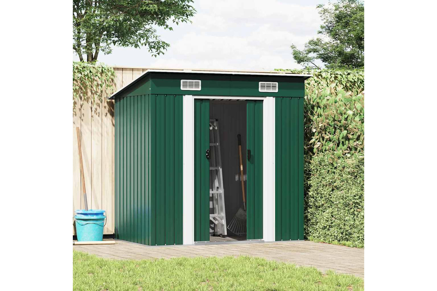 Vidaxl 42908 Garden Shed Green Metal-2