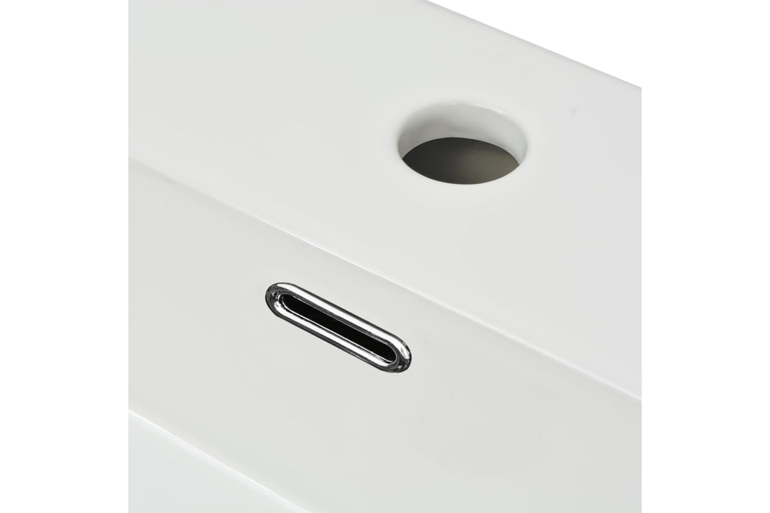 vidaXL 142347 Basin With Faucet Hole Ceramic White 60.5x42.5x14.5cm-4