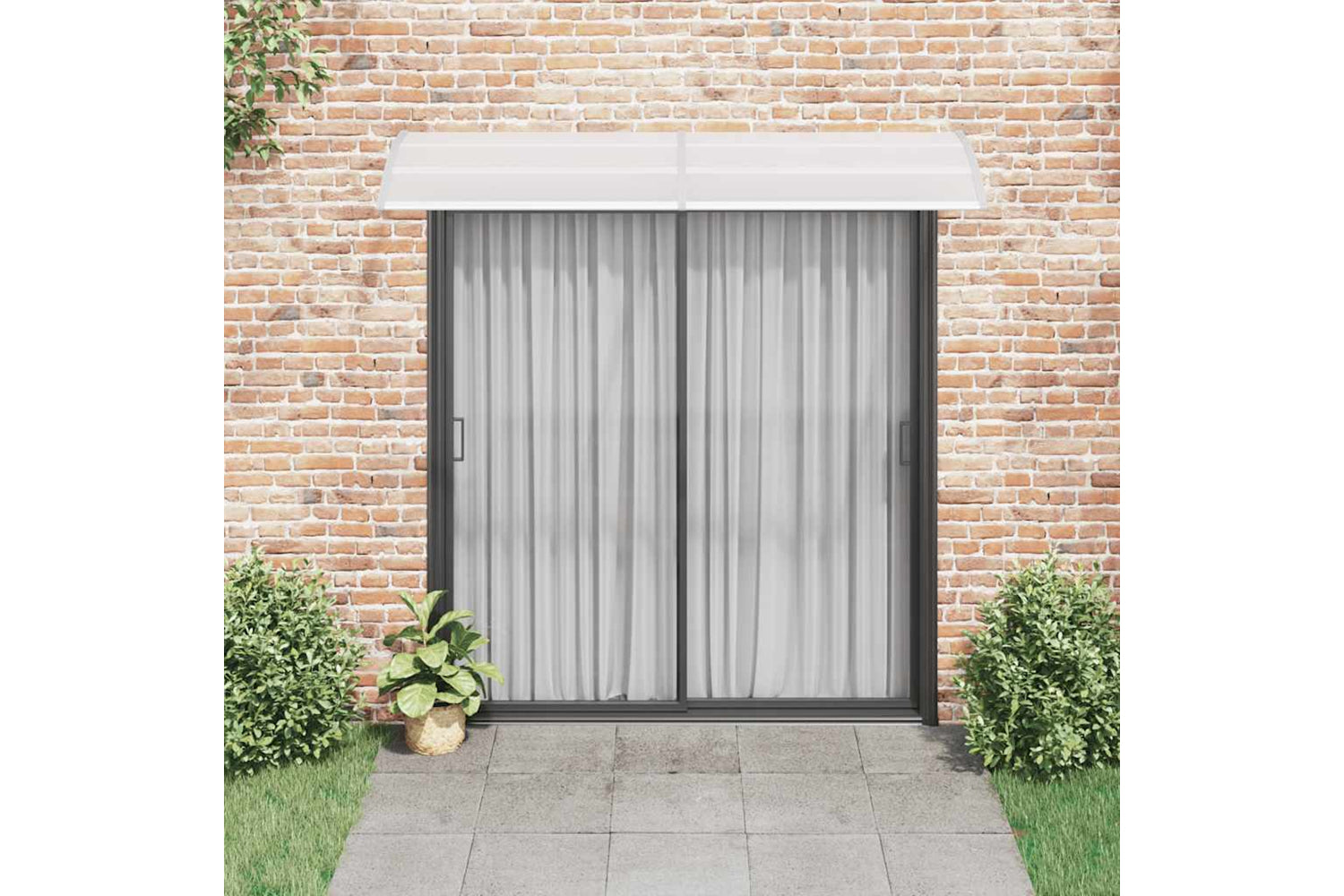 vidaXL 144821 Door Canopy Grey And Transparent 240x80cm Pc-2