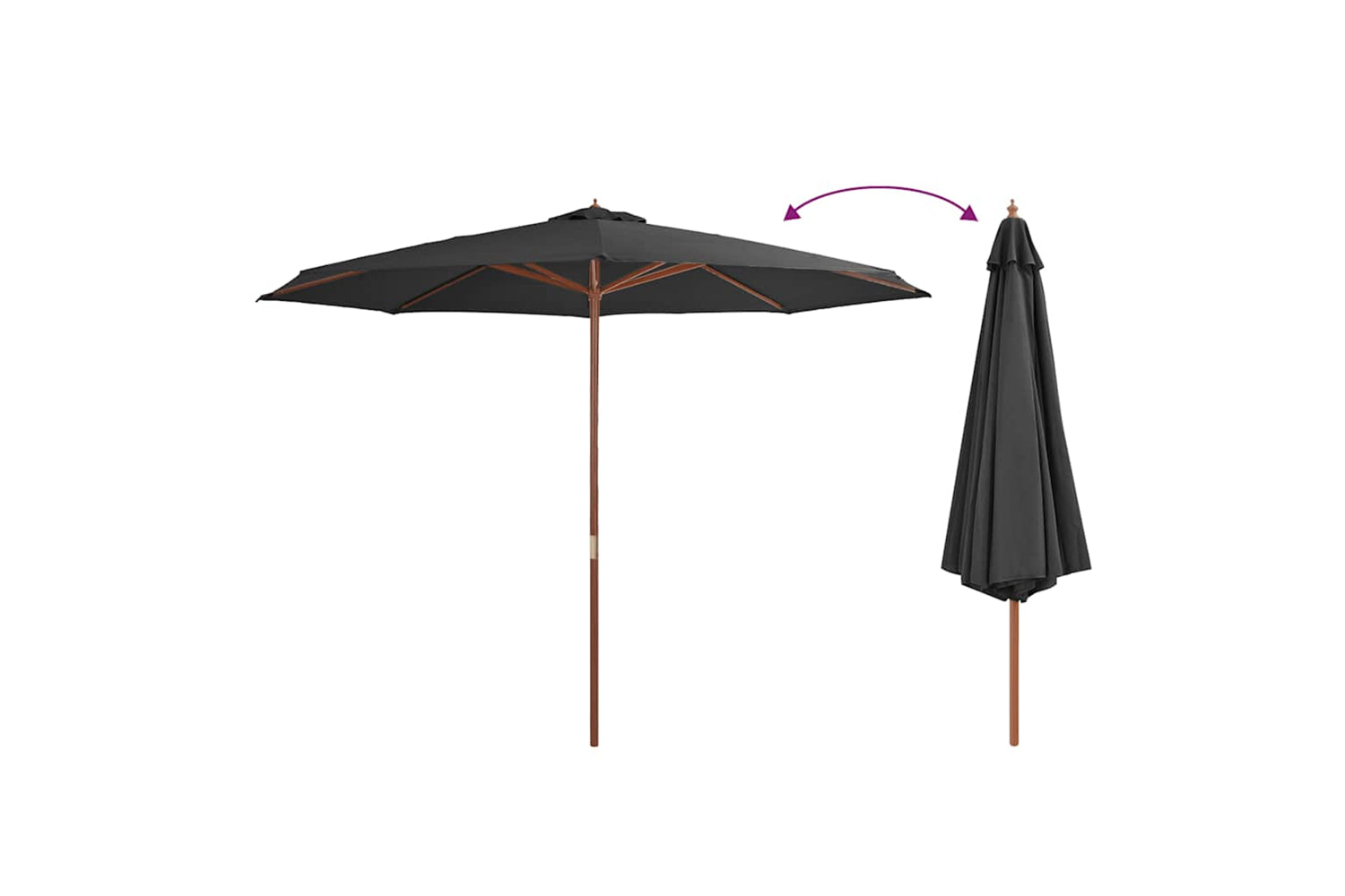 vidaXL 44529 Outdoor Parasol With Wooden Pole 350cm Anthracite-2
