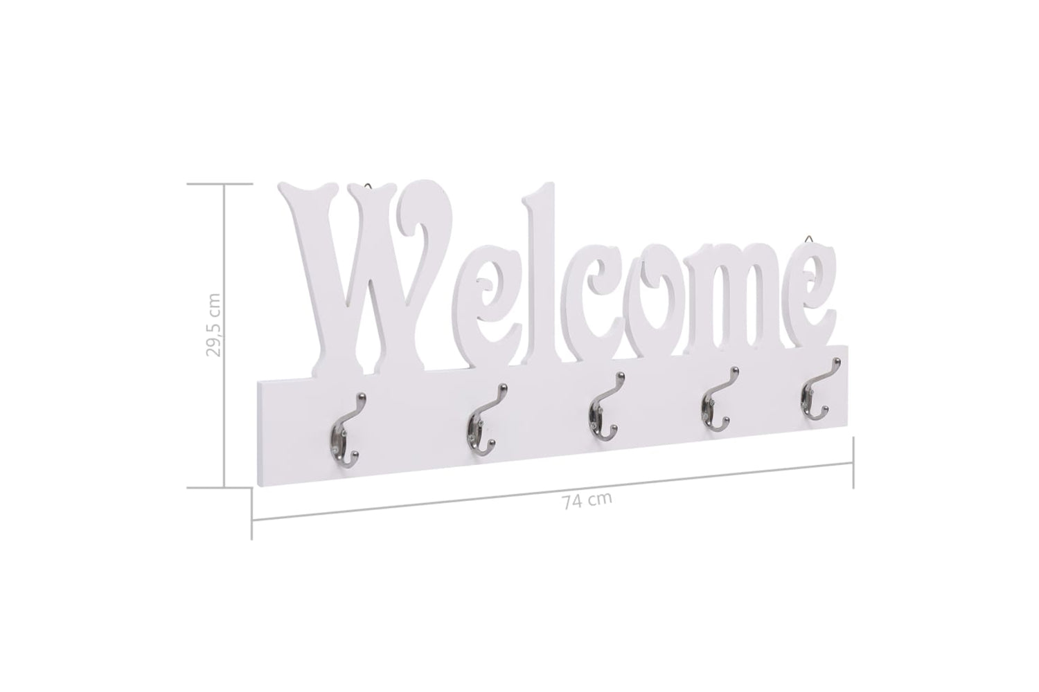 vidaXL 284247 Wall Mounted Coat Rack Welcome White 74x29.5cm-6