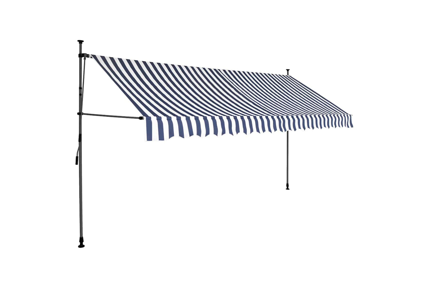 vidaXL 145846 Manual Retractable Awning With Led 350cm Blue And White-2