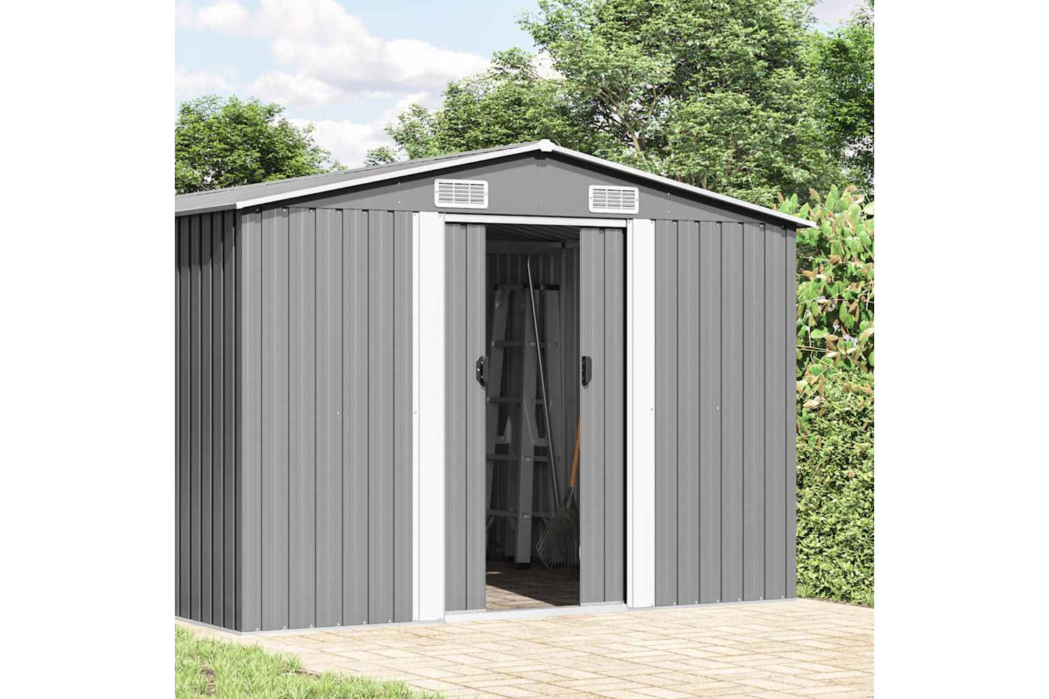 vidaXL 47037 Garden Shed Grey 257x990x181cm Galvanised Steel-2