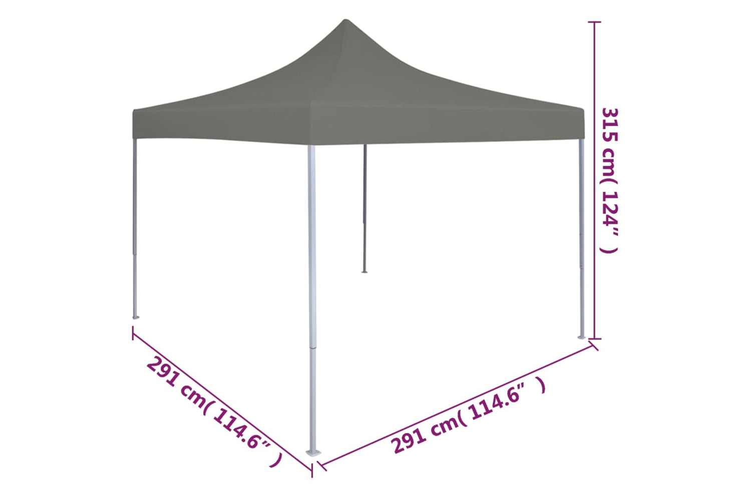 Vidaxl 44963 Foldable Party Tent Pop-up 3x3 M Anthracite-9