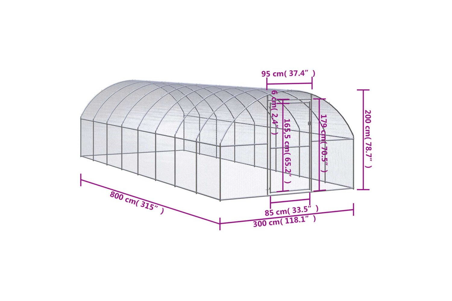 Vidaxl 3095466 Outdoor Chicken Coop 3x8x2 M Galvanised Steel-7