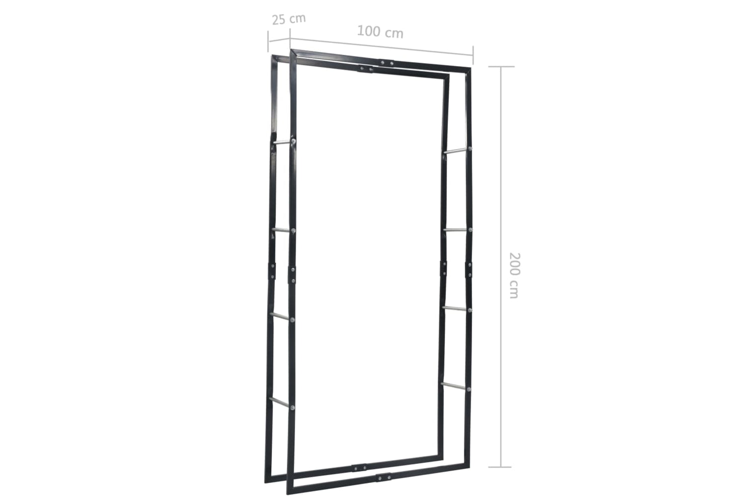 vidaXL 286286 Firewood Rack Black 100x25x200cm Steel-6
