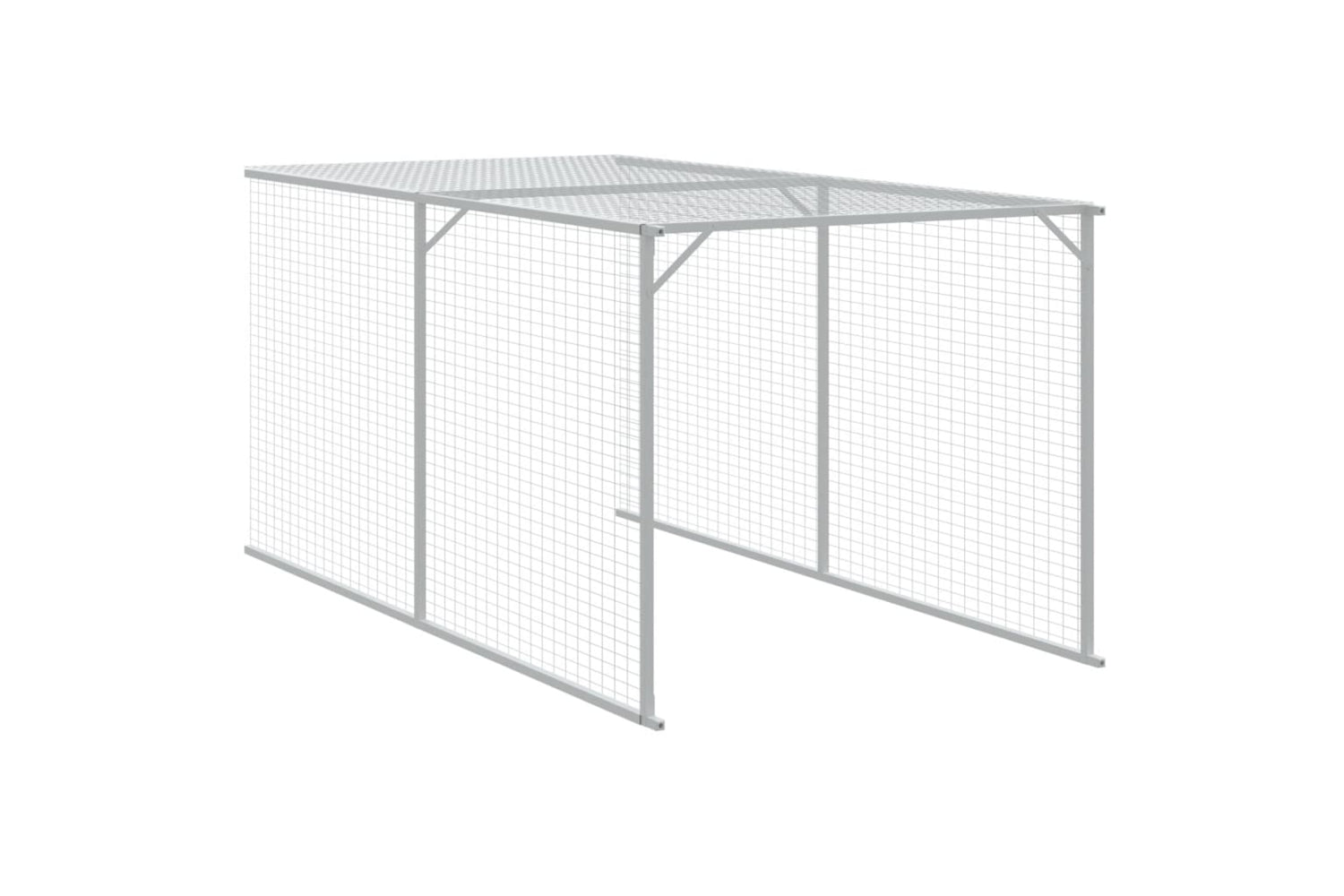 vidaXL 3189074 Chicken Cage With Run Light Grey 117x405x123cm Galvanised Steel-6