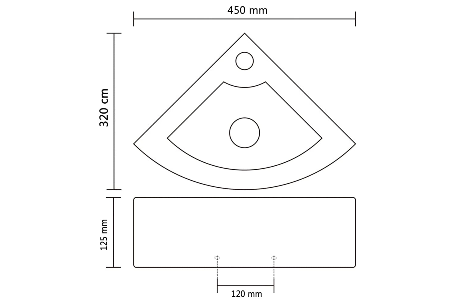vidaXL 141924 Wash Basin With Overflow 45x32x12.5cm Black-5