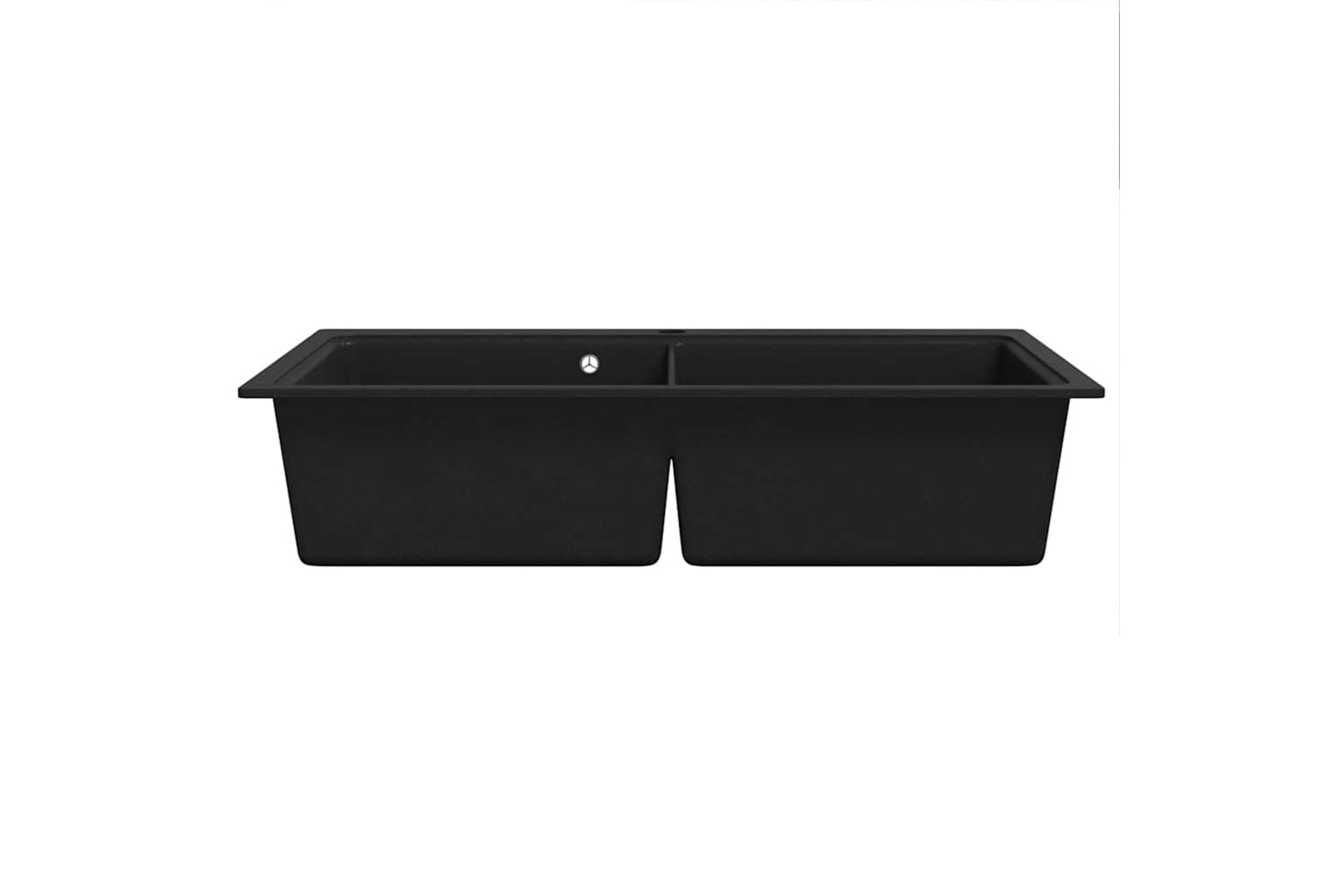 Vidaxl Overmount Kitchen Sink Double Basin Granite Black-3