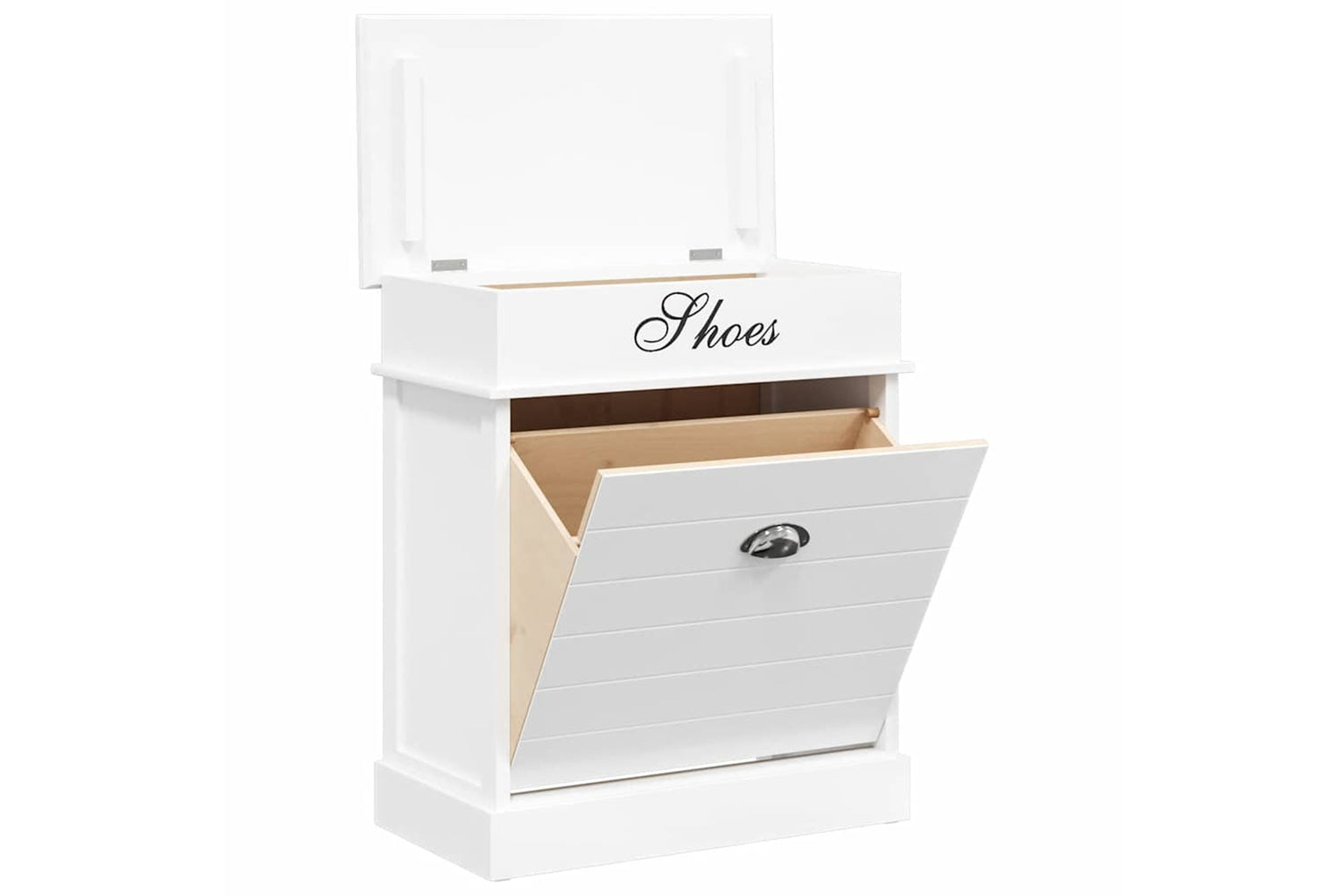 vidaXL 284083 Shoe Cabinet White 50x28x58cm Paulownia Wood-2