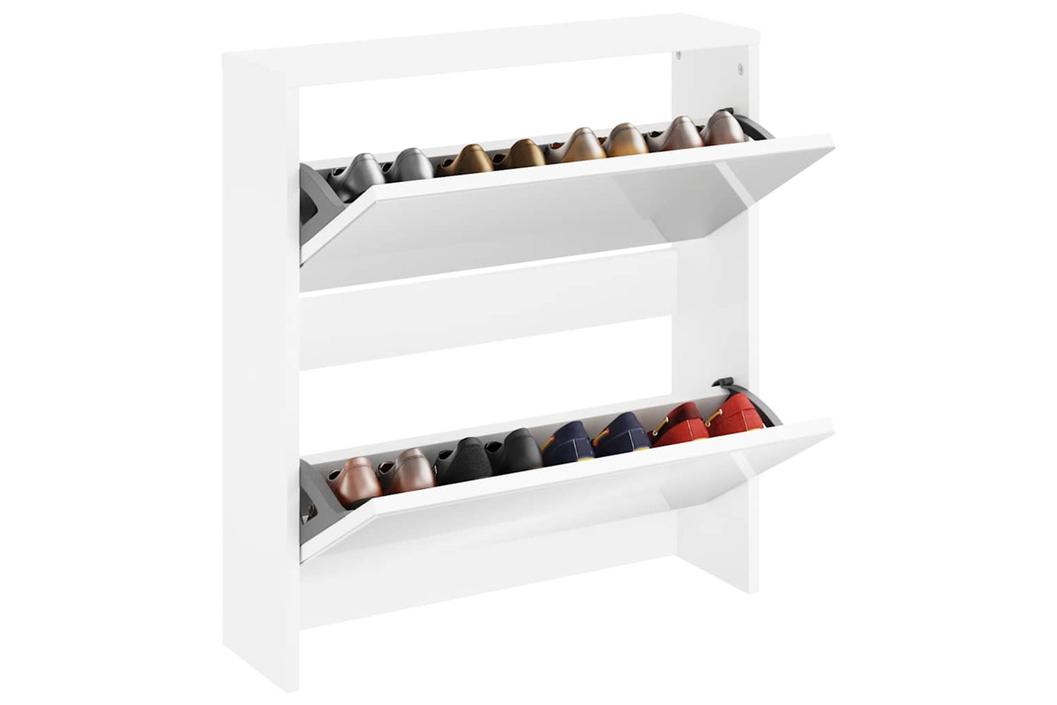 vidaXL 243046 Shoe Cabinet 2-layer Mirror White 63x17x67cm-2