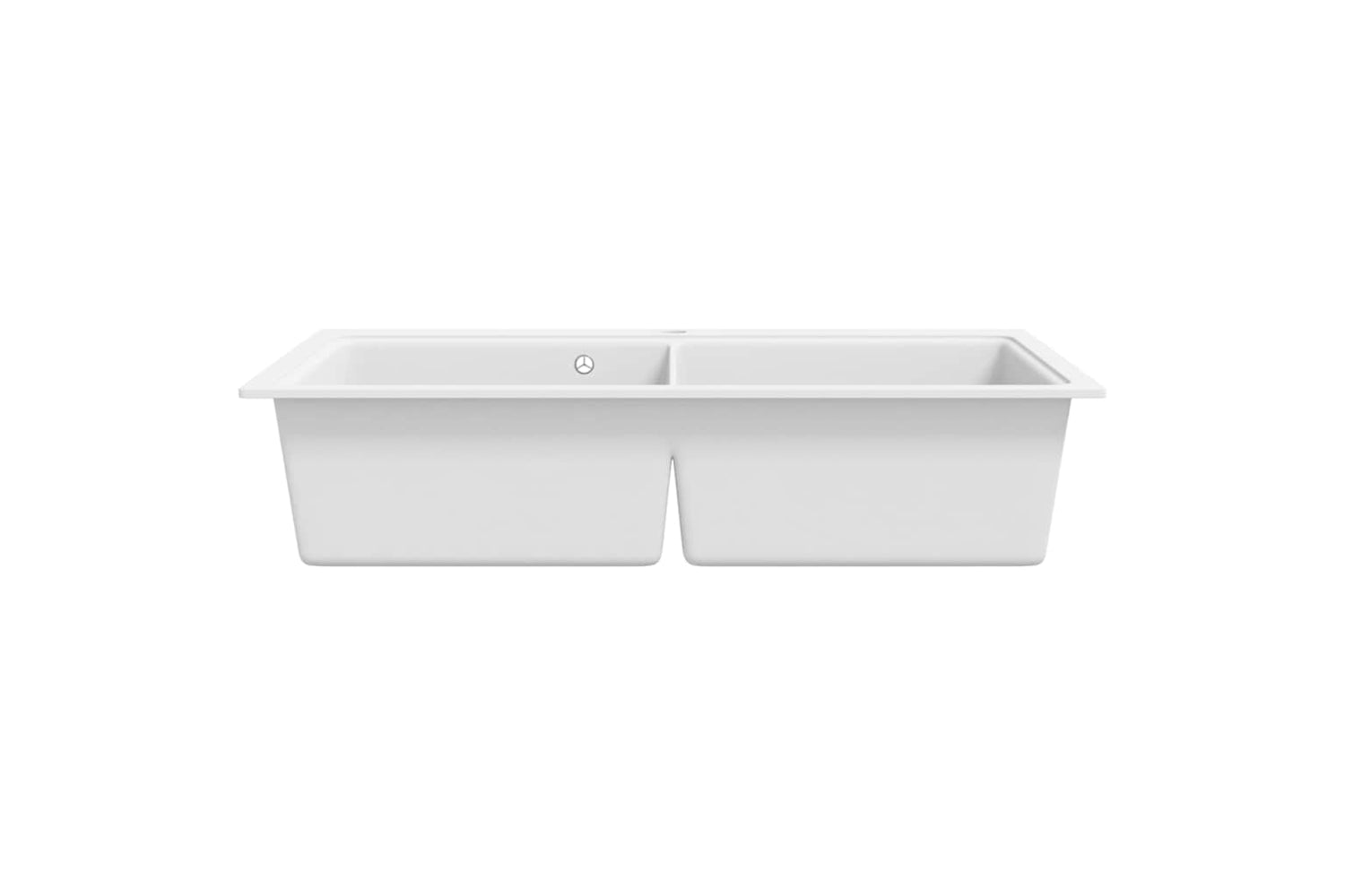 Vidaxl Overmount Kitchen Sink Double Basin Granite Cream White-3