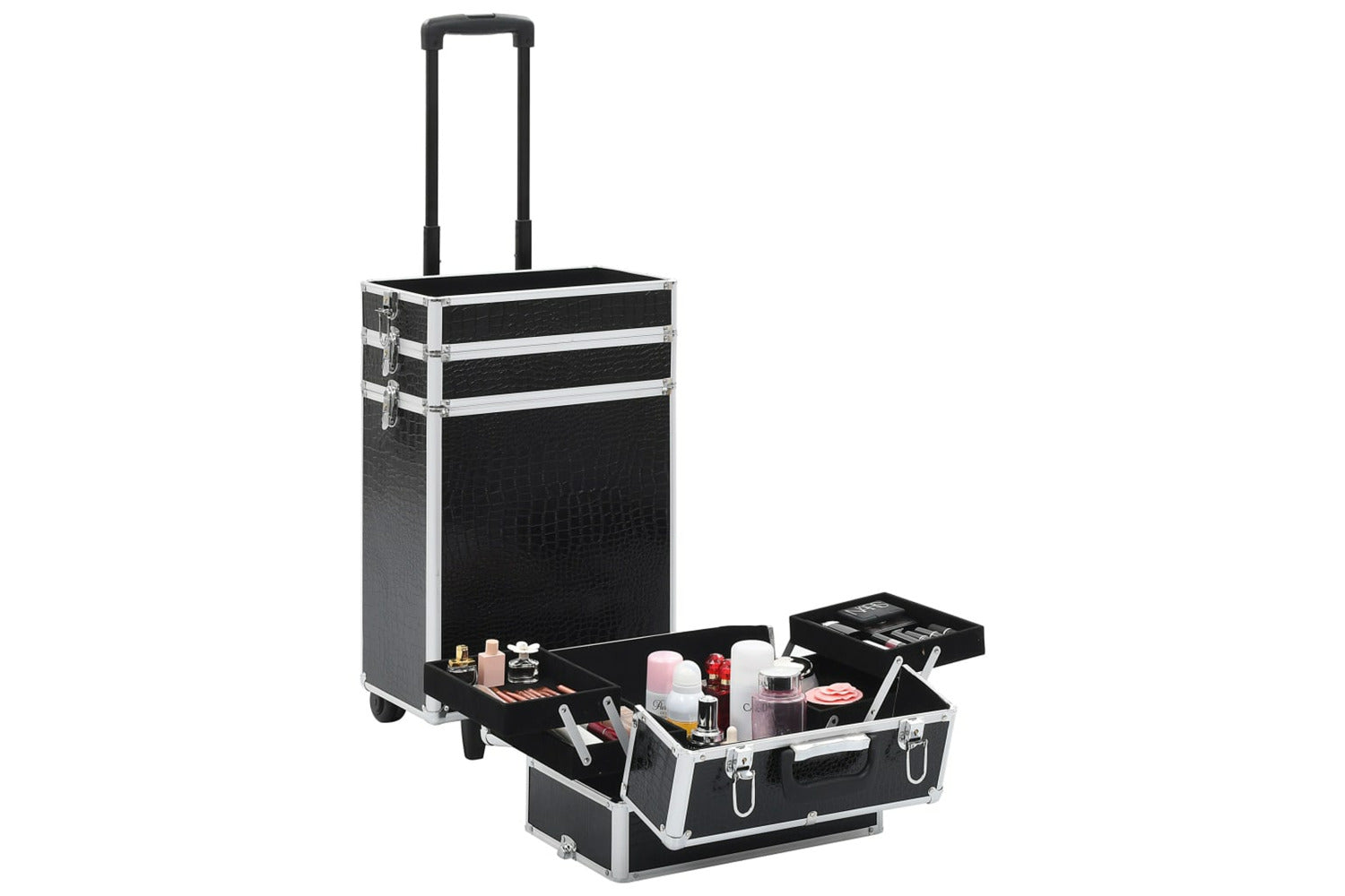 Vidaxl 91817 Make-up Trolley Aluminium Black With Crocodile Pattern-4