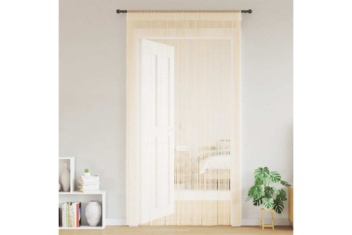 vidaXL 132403 String Curtains 2 Pcs 140x250cm Cream-2