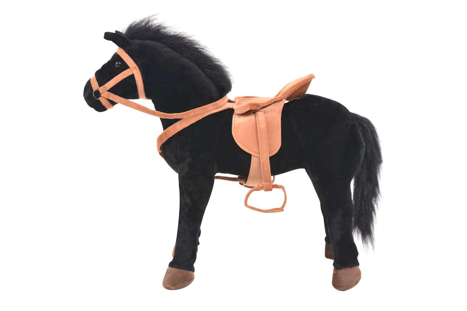 Vidaxl Standing Toy Horse Plush Black-2