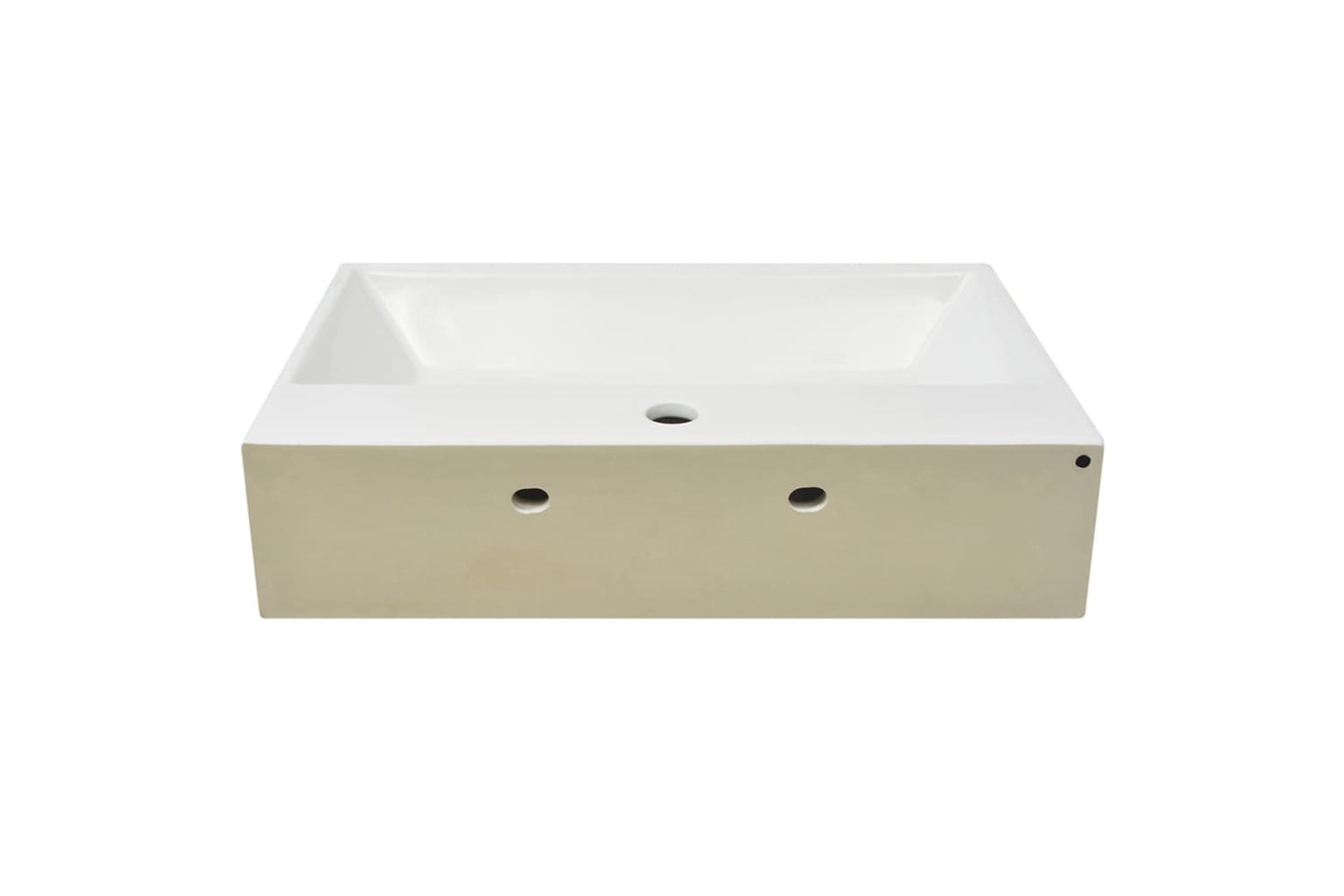 vidaXL 142347 Basin With Faucet Hole Ceramic White 60.5x42.5x14.5cm-3