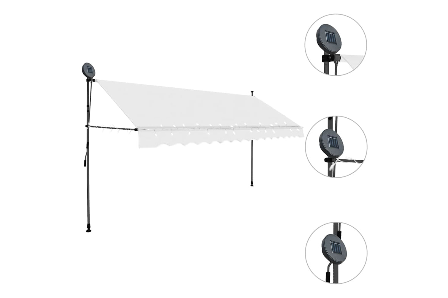 vidaXL 145875 Manual Retractable Awning With Led 400cm Cream-3