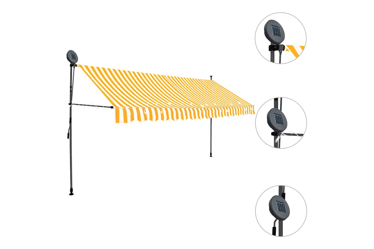 vidaXL 145860 Manual Retractable Awning With Led 350cm White And Orange-3