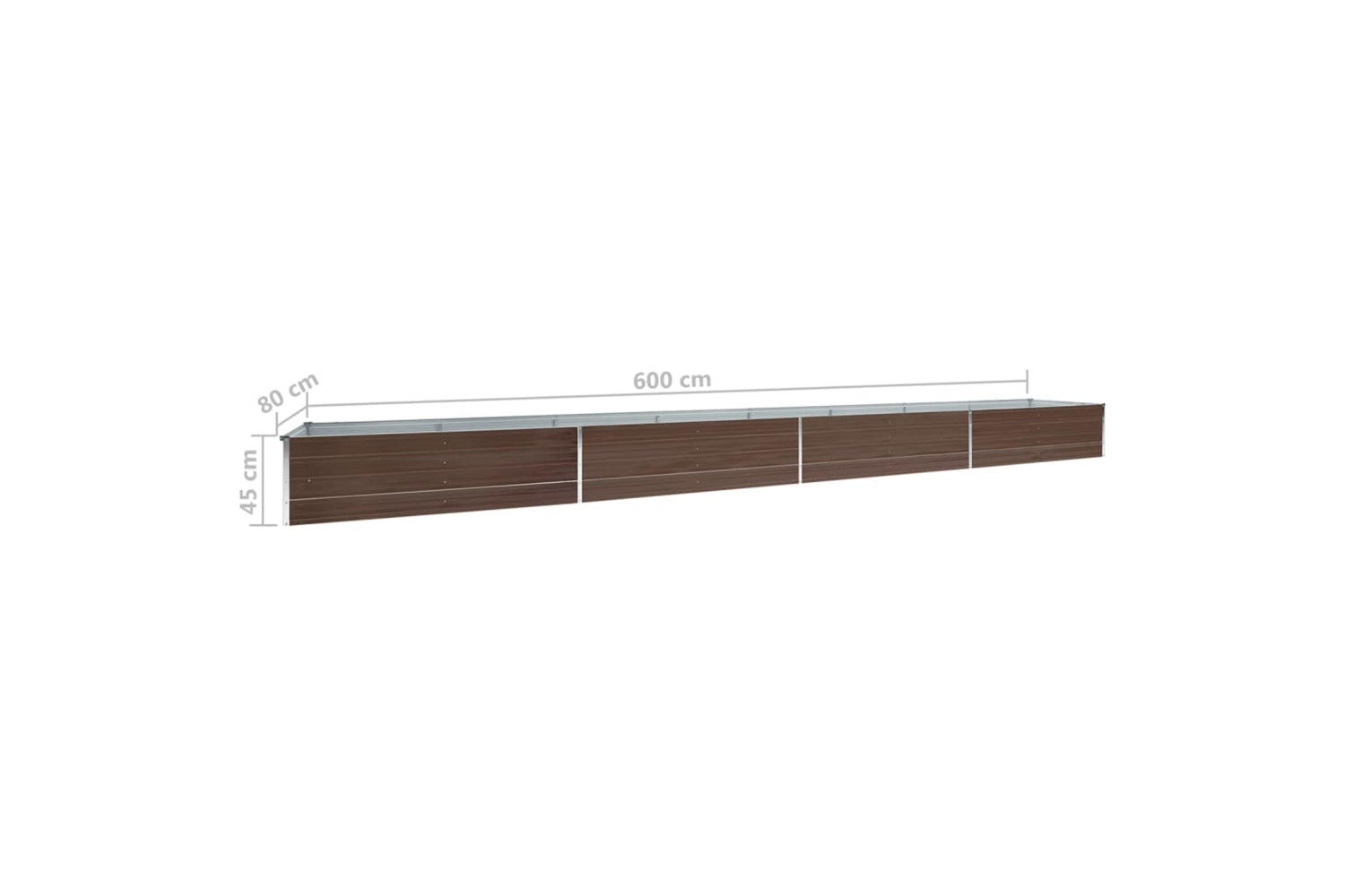 vidaXL 47074 Garden Raised Bed Galvanised Steel 600x80x45cm Brown-5