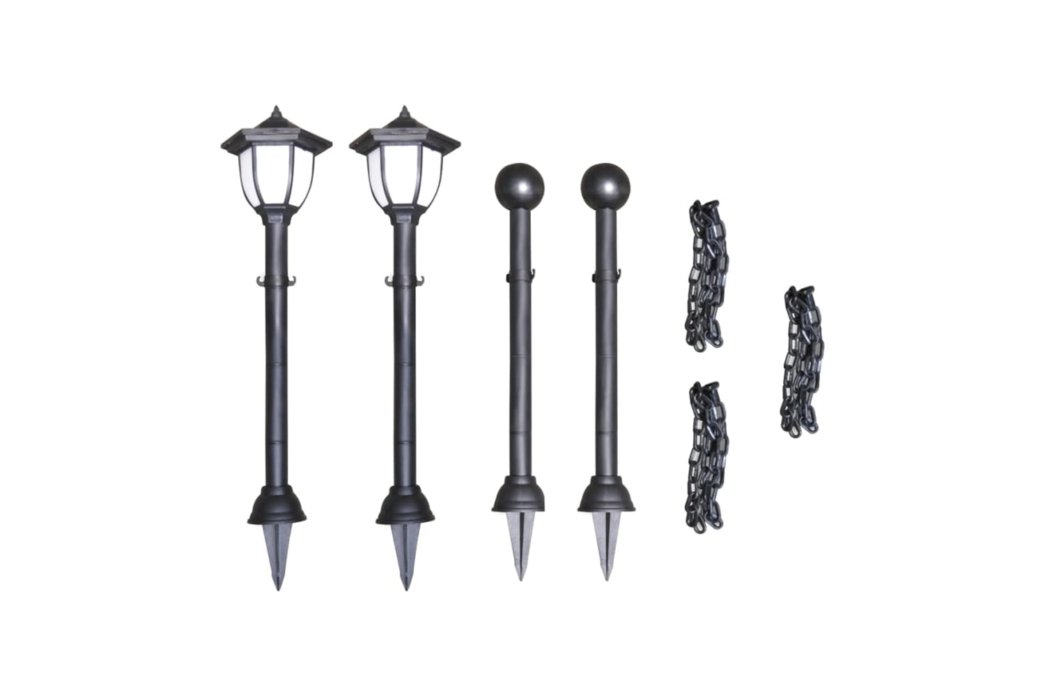 Vidaxl 277119 Solar Lights 4 Pcs With Chain Fence And Poles-5