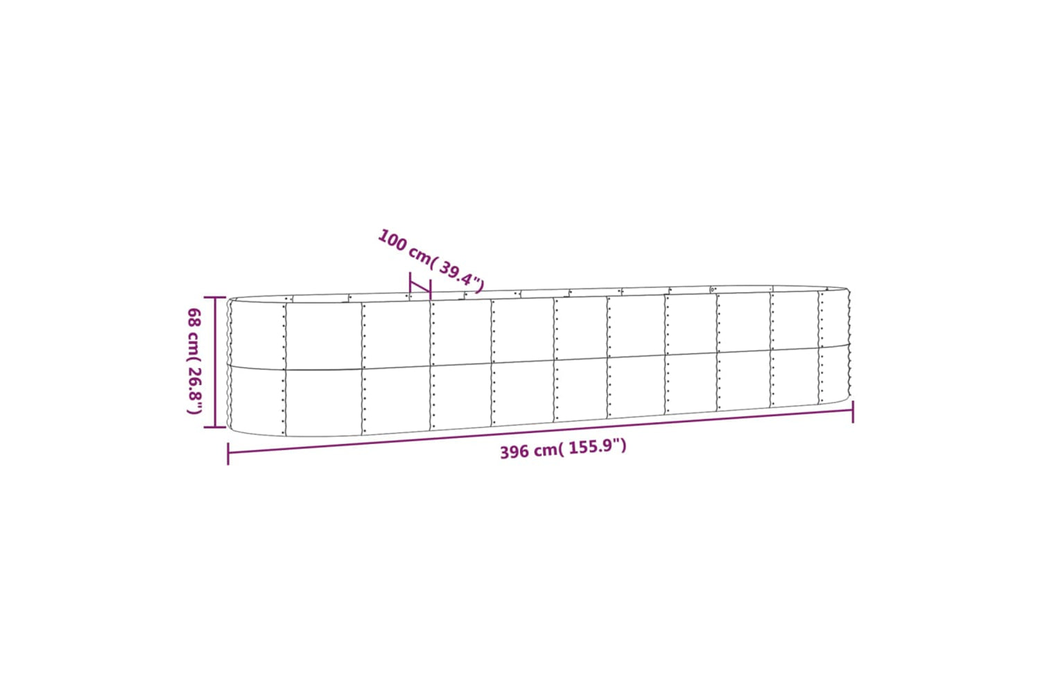 vidaXL 319074 Garden Raised Bed Powder-coated Steel 396x100x68cm Grey-5