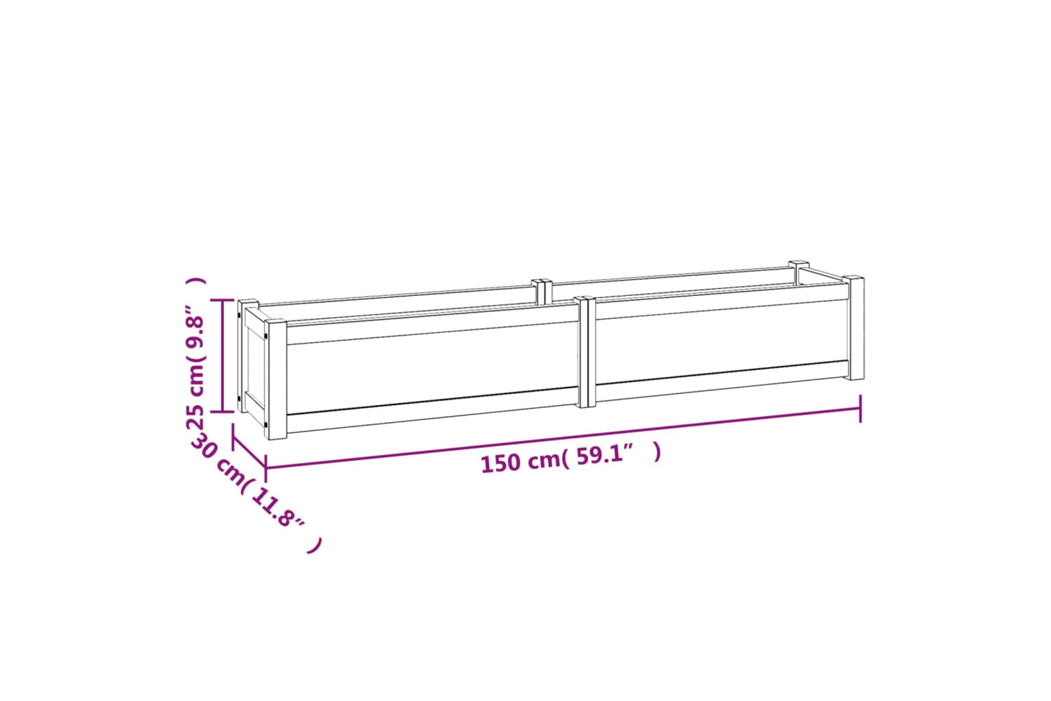 vidaXL 362659 Raised Bed 150x30x25cm Solid Wood Teak-7