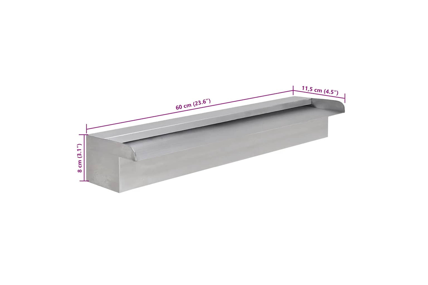 vidaXL 41667 Rectangular Waterfall Pool Fountain Stainless Steel 60cm-7