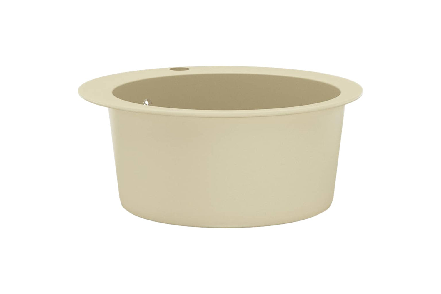 Vidaxl Granite Kitchen Sink Single Basin Round Beige-3