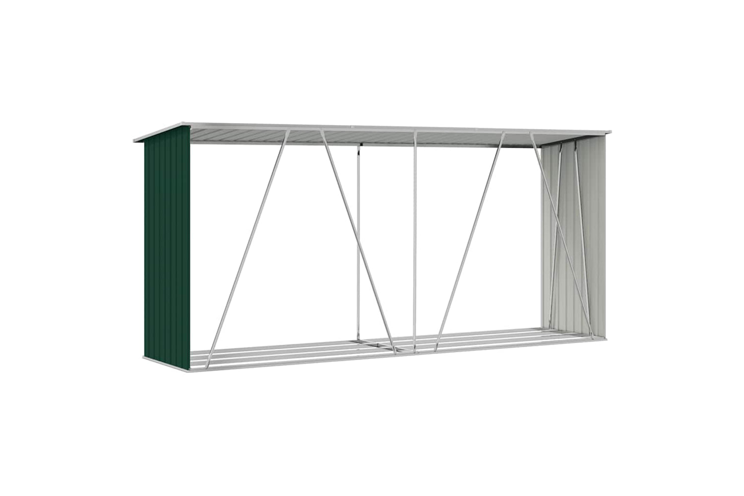 vidaXL 47083 Garden Log Storage Shed Galvanised Steel 330x84x152cm Green-7