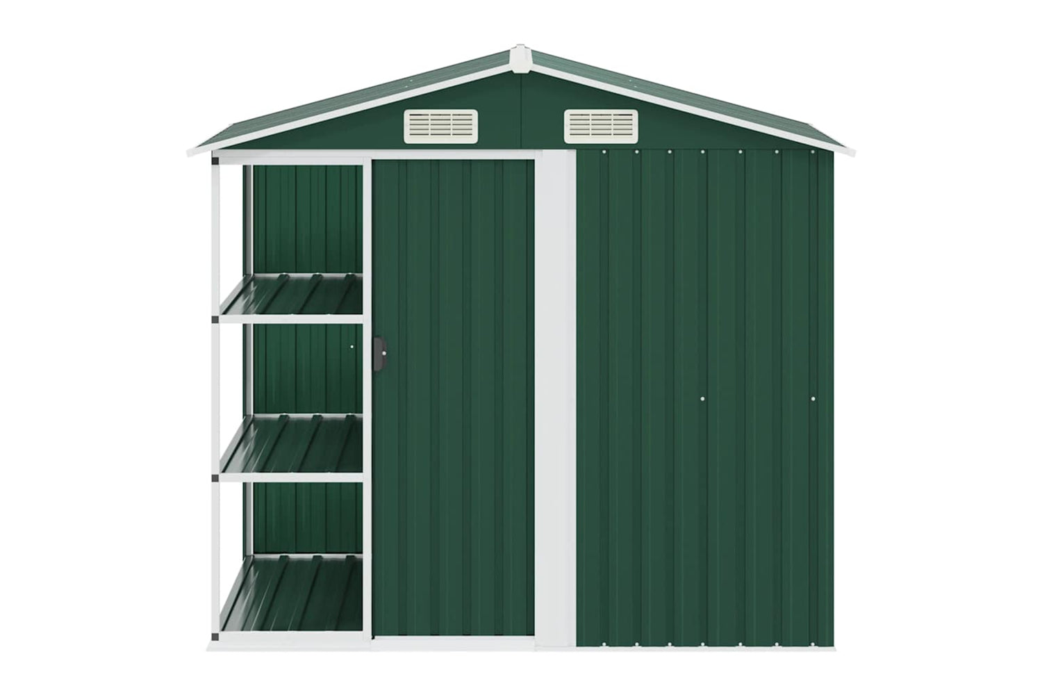 vidaXL 47104 Garden Shed With Rack Green 205x130x183cm Iron-3