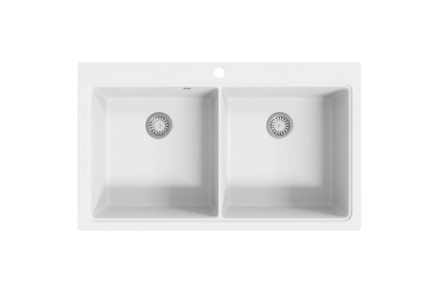 Vidaxl Overmount Kitchen Sink Double Basin Granite Cream White-5