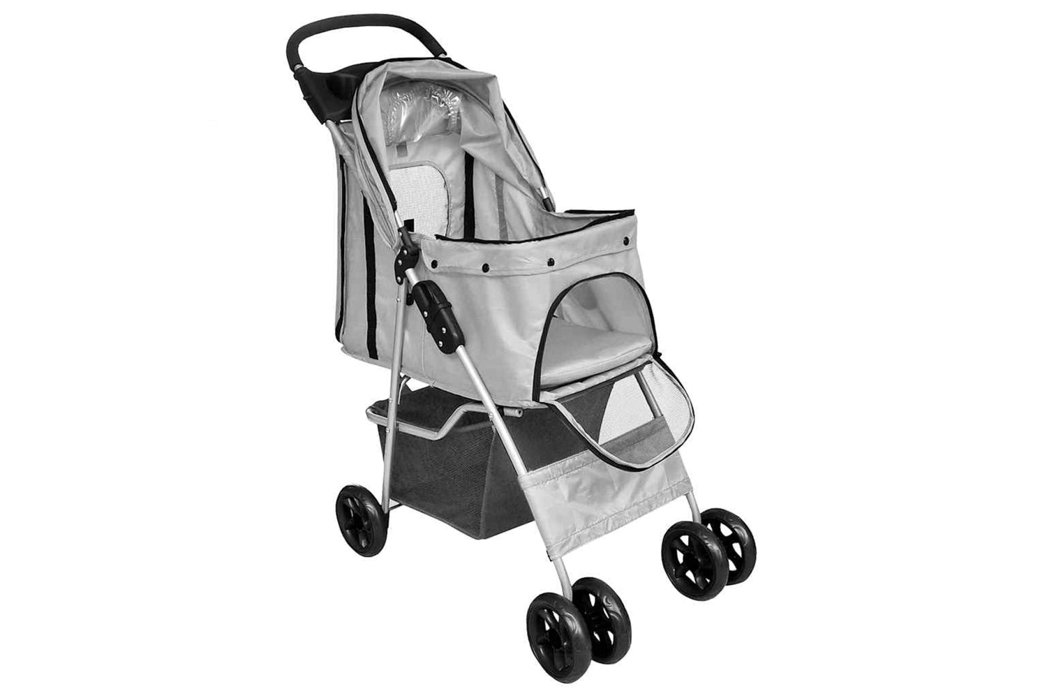 Vidaxl 170910 Folding Pet Stroller Dog/cat Travel Carrier Grey-2