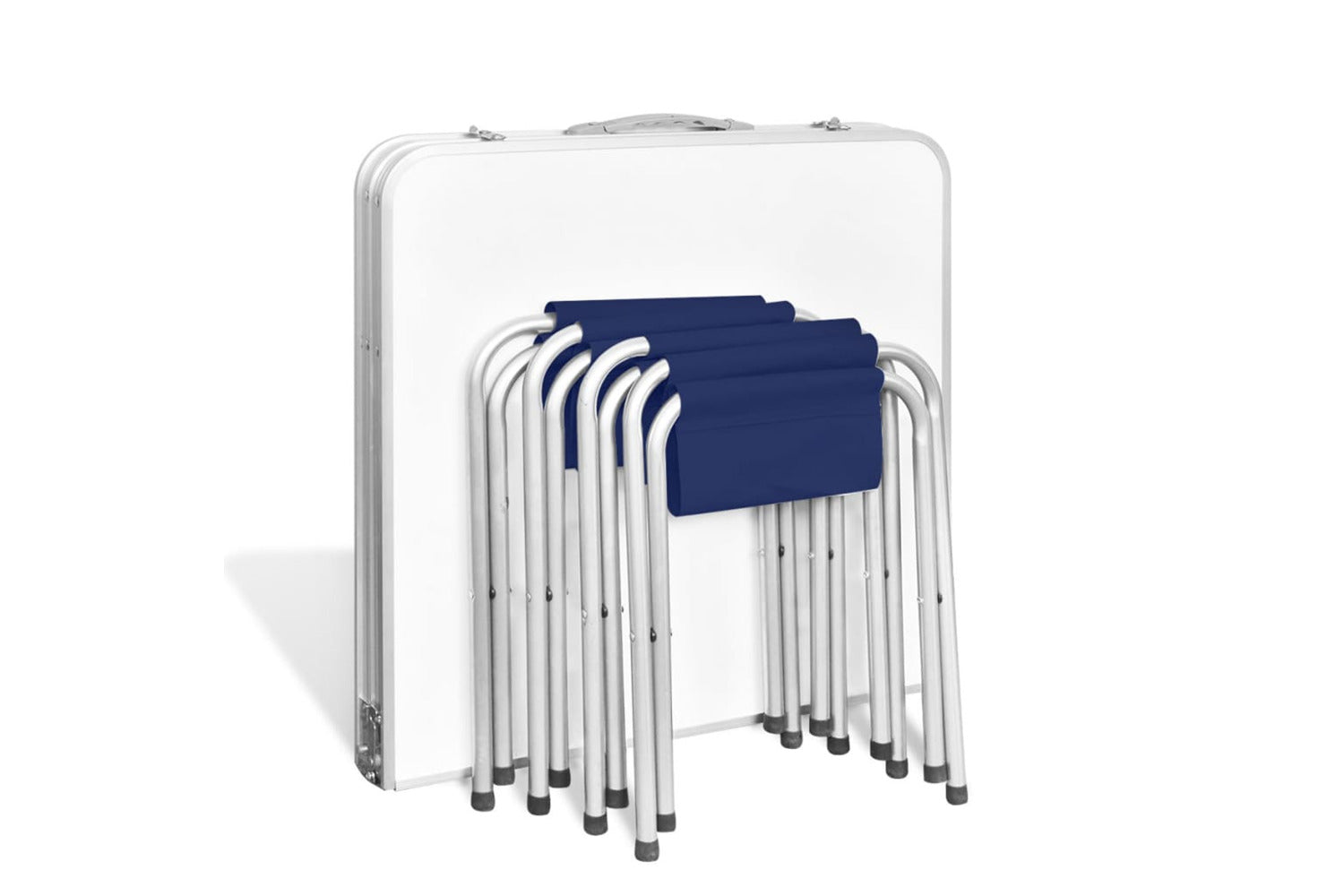 Vidaxl Foldable Camping Table Set With 4 Stools Height Adjustable 120 X 60 Cm-5