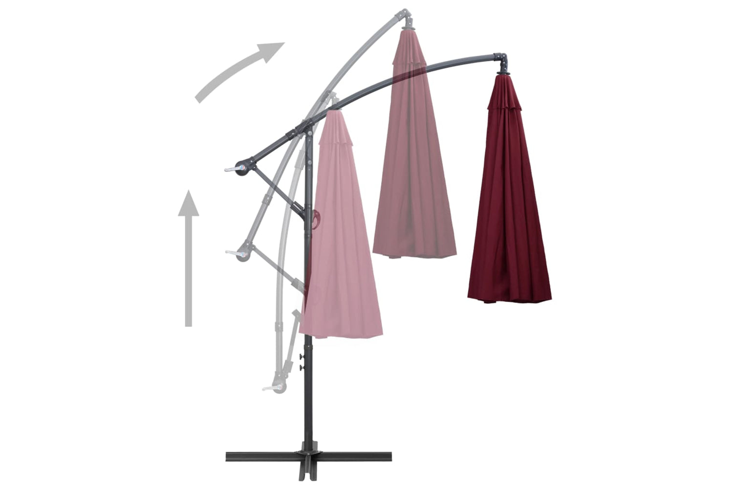 Vidaxl 47224 Hanging Parasol Burgundy 3 M Aluminium Pole-4