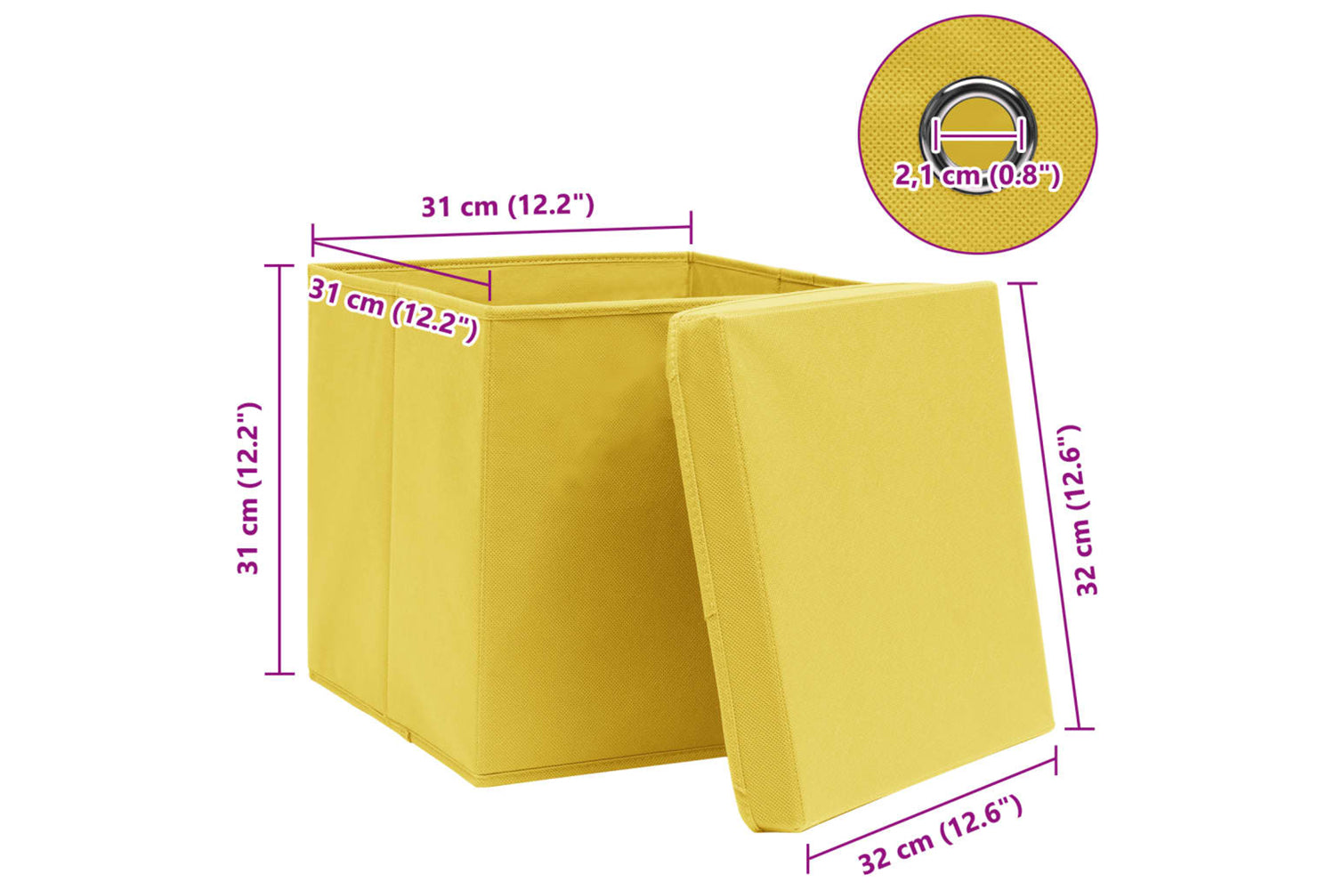 Vidaxl 288366 Storage Boxes With Lids 4 Pcs Yellow 32x32x32 Cm Fabric-6