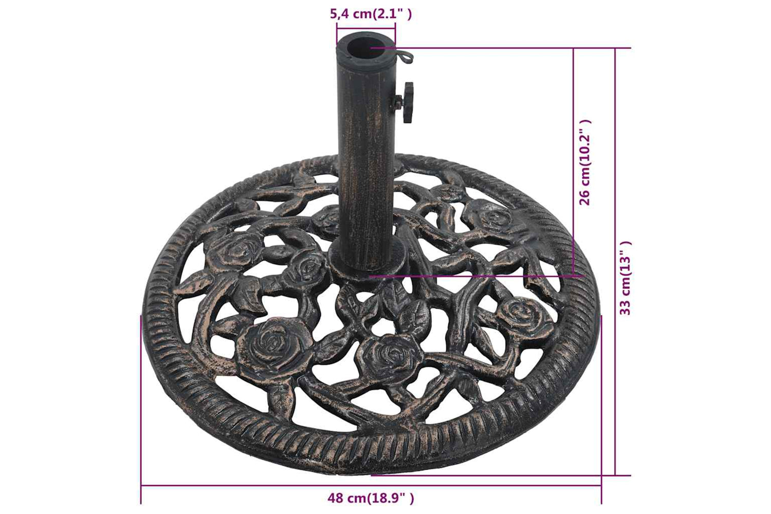 vidaXL 47861 Umbrella Base Bronze 12 Kg 48cm Cast Iron-8