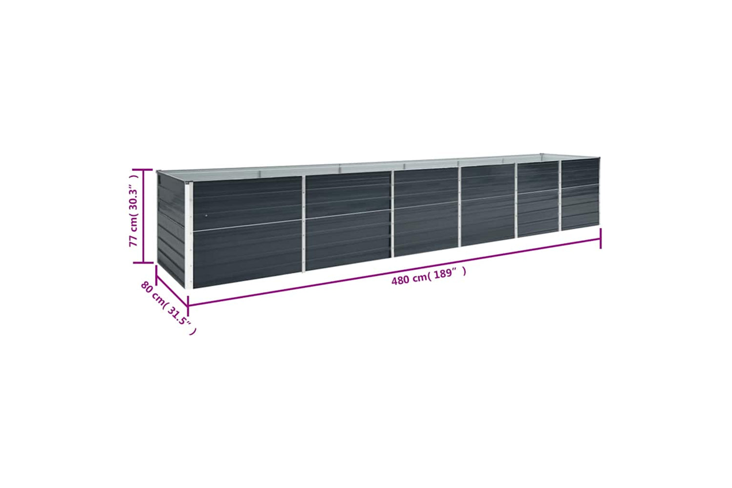vidaXL 47071 Garden Raised Bed Galvanised Steel 480x80x77cm Anthracite-7
