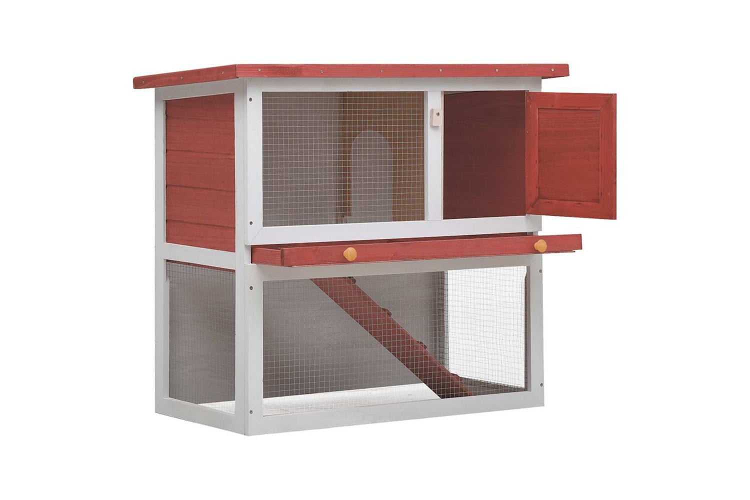 Vidaxl 170833 Outdoor Rabbit Hutch 1 Door Red Wood-2